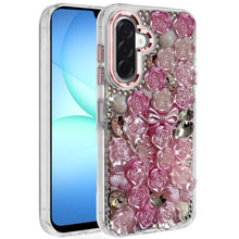 For Samsung A17 5G Case Roses Arrangement 3D Bling Phone Cover + Tempered Glass