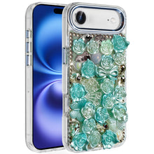 For iPhone Air Case Full Roses Arrangement 3D Bling Phone Cover + Tempered Glass