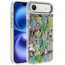 For iPhone Air Case Full Roses Arrangement 3D Bling Phone Cover + Tempered Glass