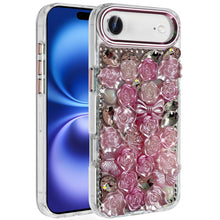 For iPhone Air Case Full Roses Arrangement 3D Bling Phone Cover + Tempered Glass