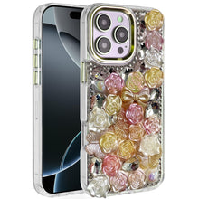 For iPhone 16 PRO MAX Case Roses Arrangement 3D Bling Cover + Tempered Glass