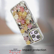 For iPhone 16 PRO MAX Case Roses Arrangement 3D Bling Cover + Tempered Glass