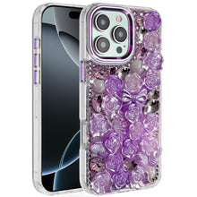 For iPhone 16 PRO MAX Case Roses Arrangement 3D Bling Cover + Tempered Glass