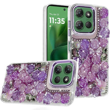 For Moto G Power 2025 Case Roses Arrangement 3D Bling Cover + Tempered Glass
