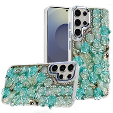 For Samsung S25 Ultra Case Roses Arrangement 3D Bling Cover + Tempered Glass
