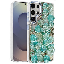 For Samsung S25 Ultra Case Roses Arrangement 3D Bling Cover + Tempered Glass
