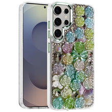 For Samsung S25 Ultra Case Roses Arrangement 3D Bling Cover + Tempered Glass