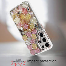 For Samsung S25 Ultra Case Roses Arrangement 3D Bling Cover + Tempered Glass