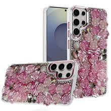 For Samsung S25 Ultra Case Roses Arrangement 3D Bling Cover + Tempered Glass