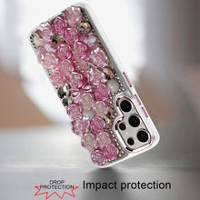 For Samsung S25 Ultra Case Roses Arrangement 3D Bling Cover + Tempered Glass