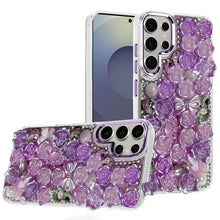 For Samsung S25 Ultra Case Roses Arrangement 3D Bling Cover + Tempered Glass