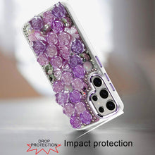 For Samsung S25 Ultra Case Roses Arrangement 3D Bling Cover + Tempered Glass