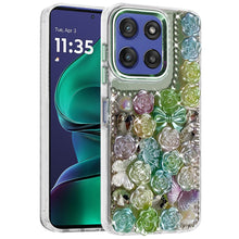 For Moto G Stylus 2025 Case Roses Arrangement 3D Bling Cover + Tempered Glass