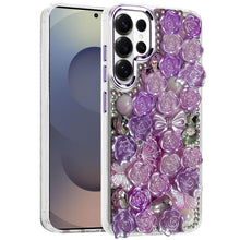 For Samsung S26 Ultra Case Roses Arrangement 3D Bling Cover + Tempered Glass