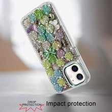 For iPhone 11 6.1 in. Case Roses Arrangement 3D Bling Cover + Tempered Glass