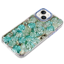 For iPhone 15 Case Roses Arrangement 3D Full Bling Phone Cover +2 Tempered Glass