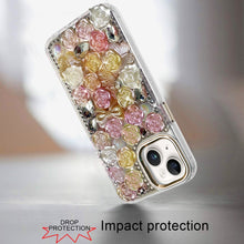 For iPhone 15 Case Roses Arrangement 3D Full Bling Phone Cover +2 Tempered Glass