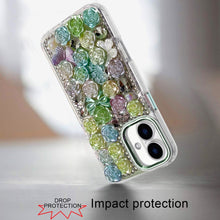 For iPhone 17 Case Full Roses Arrangement 3D Bling Phone Cover + Tempered Glass