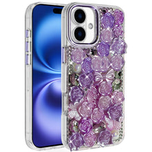 For iPhone 17 Case Full Roses Arrangement 3D Bling Phone Cover + Tempered Glass