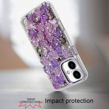 For iPhone 17 Case Full Roses Arrangement 3D Bling Phone Cover + Tempered Glass