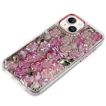 For iPhone 13/14 Case Roses Arrangement 3D Bling Phone Cover + Tempered Glass