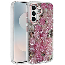 For Samsung S25 FE Case Roses Arrangement 3D Bling Phone Cover + Tempered Glass