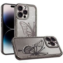 For iPhone 14 PRO MAX 6.7 in. Case Rhinestone Bling Butterfly Glitter Phone Case