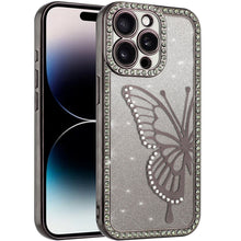 For iPhone 14 PRO MAX 6.7 in. Case Rhinestone Bling Butterfly Glitter Phone Case