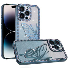 For iPhone 14 PRO MAX 6.7 in. Case Rhinestone Bling Butterfly Glitter Phone Case