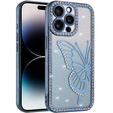 For iPhone 14 PRO MAX 6.7 in. Case Rhinestone Bling Butterfly Glitter Phone Case
