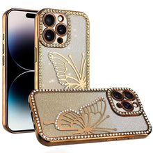 For iPhone 14 PRO MAX 6.7 in. Case Rhinestone Bling Butterfly Glitter Phone Case