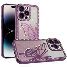 For iPhone 14 PRO MAX 6.7 in. Case Rhinestone Bling Butterfly Glitter Phone Case
