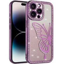 For iPhone 14 PRO MAX 6.7 in. Case Rhinestone Bling Butterfly Glitter Phone Case