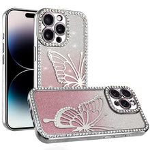 For iPhone 14 PRO MAX 6.7 in. Case Rhinestone Bling Butterfly Glitter Phone Case