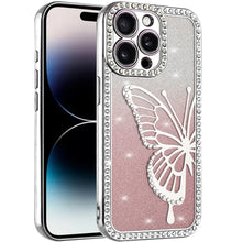 For iPhone 14 PRO MAX 6.7 in. Case Rhinestone Bling Butterfly Glitter Phone Case