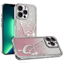 For iPhone 13 Pro Max 6.7 inch Case Large Bling Electroplated Butterfly Glitter