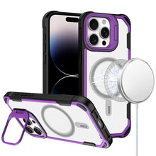 For iPhone 14 PRO MAX 6.7 in. Case Rugged Magnetic Circle Rear Camera Lens Stand