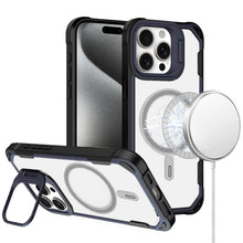 For iPhone 15 Pro Max Case Rugged Magnetic Circle Lens Stand + 2 Tempered Glass