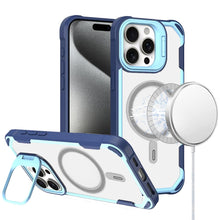 For iPhone 15 Pro Max Case Rugged Magnetic Circle Lens Stand + 2 Tempered Glass