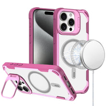 For iPhone 15 Pro Max Case Rugged Magnetic Circle Lens Stand + 2 Tempered Glass