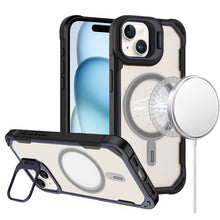 For iPhone 15 Case Rugged Magnetic Circle Rear Lens Stand + 2 Tempered Glass