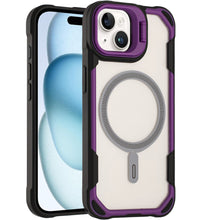 For iPhone 15 Case Rugged Magnetic Circle Rear Lens Stand + 2 Tempered Glass