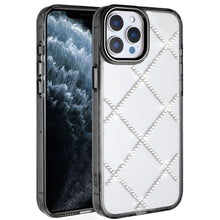 For iPhone 11 Pro Max Case Gem Bling Diamond Pattern Cover + Tempered Glass