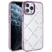 For iPhone 11 Pro Max Case Gem Bling Diamond Pattern Cover + Tempered Glass