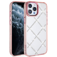For iPhone 11 Pro Max Case Gem Bling Diamond Pattern Cover + Tempered Glass