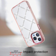 For iPhone 11 Pro Max Case Gem Bling Diamond Pattern Cover + Tempered Glass