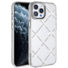 For iPhone 11 Pro Max Case Gem Bling Diamond Pattern Cover + Tempered Glass