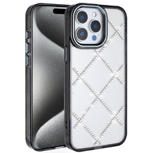 For iPhone 15 Pro Max Case Gem Bling Diamond Pattern Cover + 2 Tempered Glass