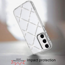 For Samsung A16 5G Case Gem Bling Diamond Pattern Phone Cover + Tempered Glass