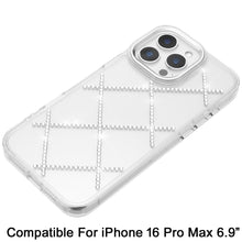 For iPhone 16 PRO MAX Case Gem Bling Diamond Pattern Cover + Tempered Glass